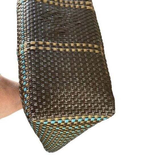 Spring/Summer Woven Tote, shopping, beach, travel, Resort, Turquoise, OS - Picture 6 of 7